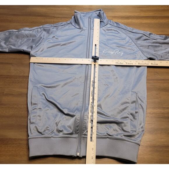 Luxury Kingsplay Men’s Tracksuit Jacket Small Silver Gray Logo Back EUC - Picture 7 of 7